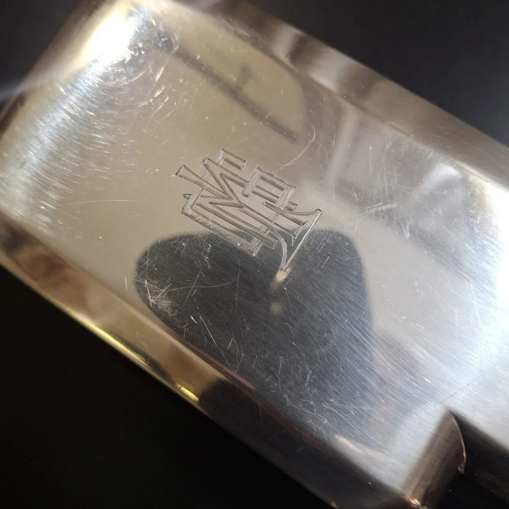 LUC LANEL Paris For Christofle 1930s Art Deco Silver Plated‎ Geometric Brush